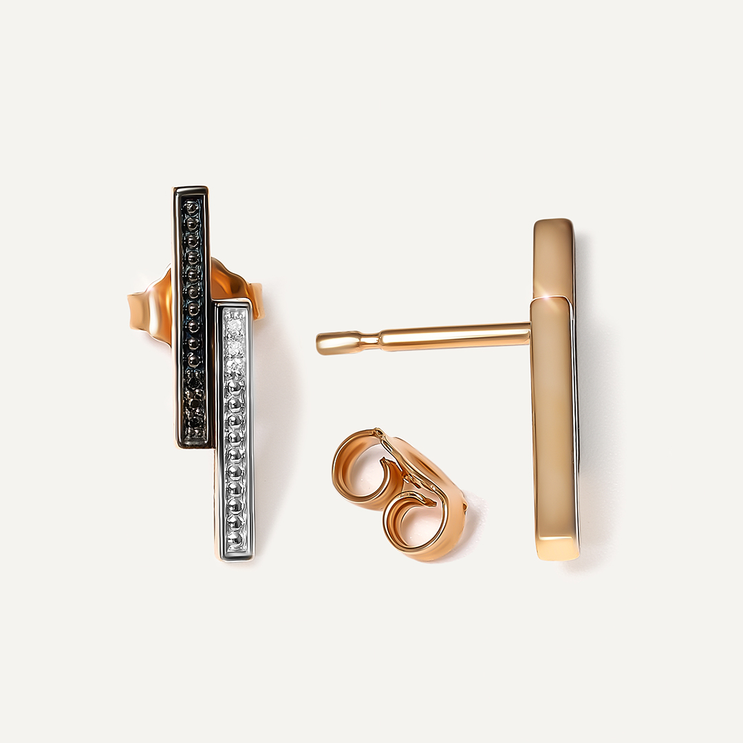 Серебряные серьги-пусеты с бриллиантами