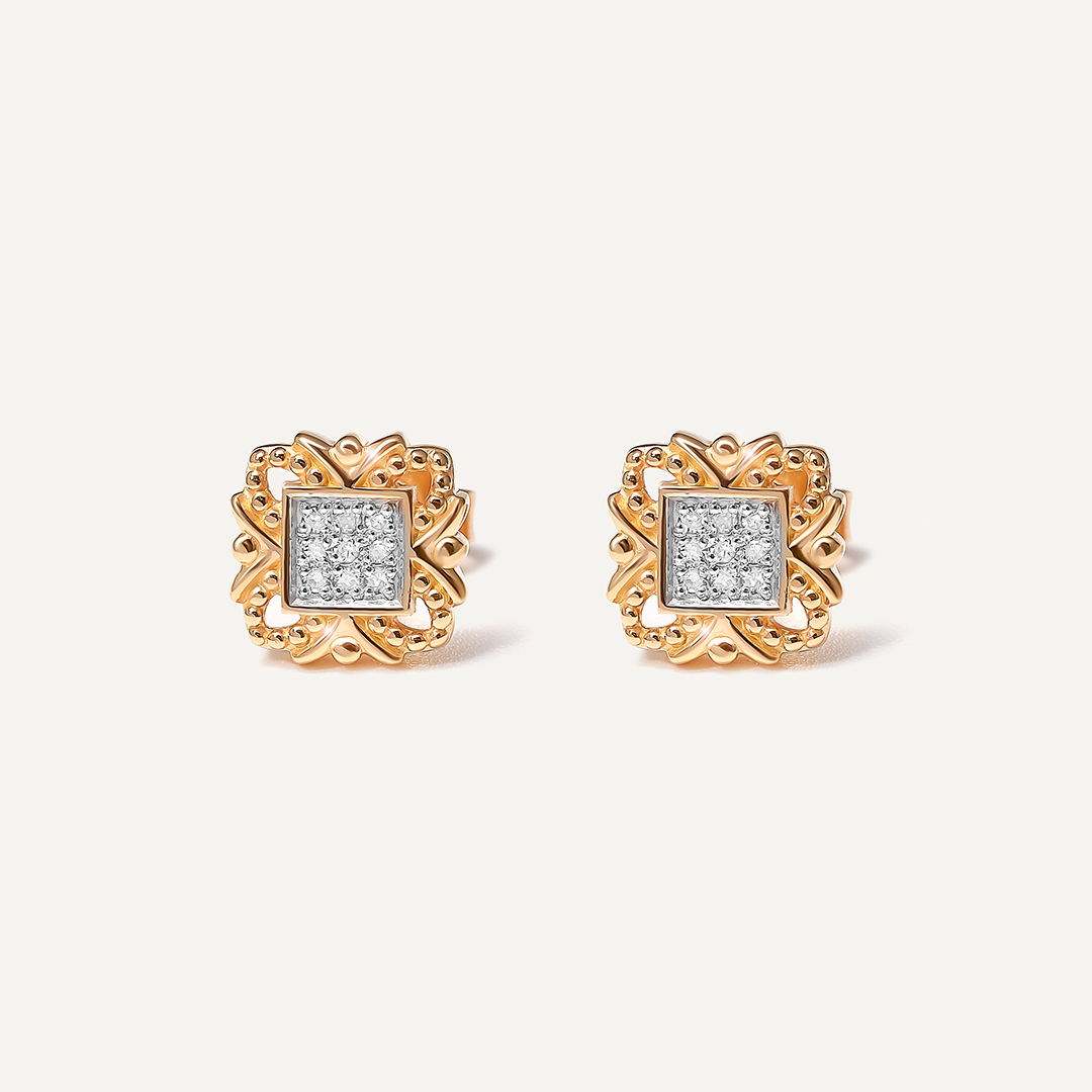 Серебряные серьги-пусеты с бриллиантами