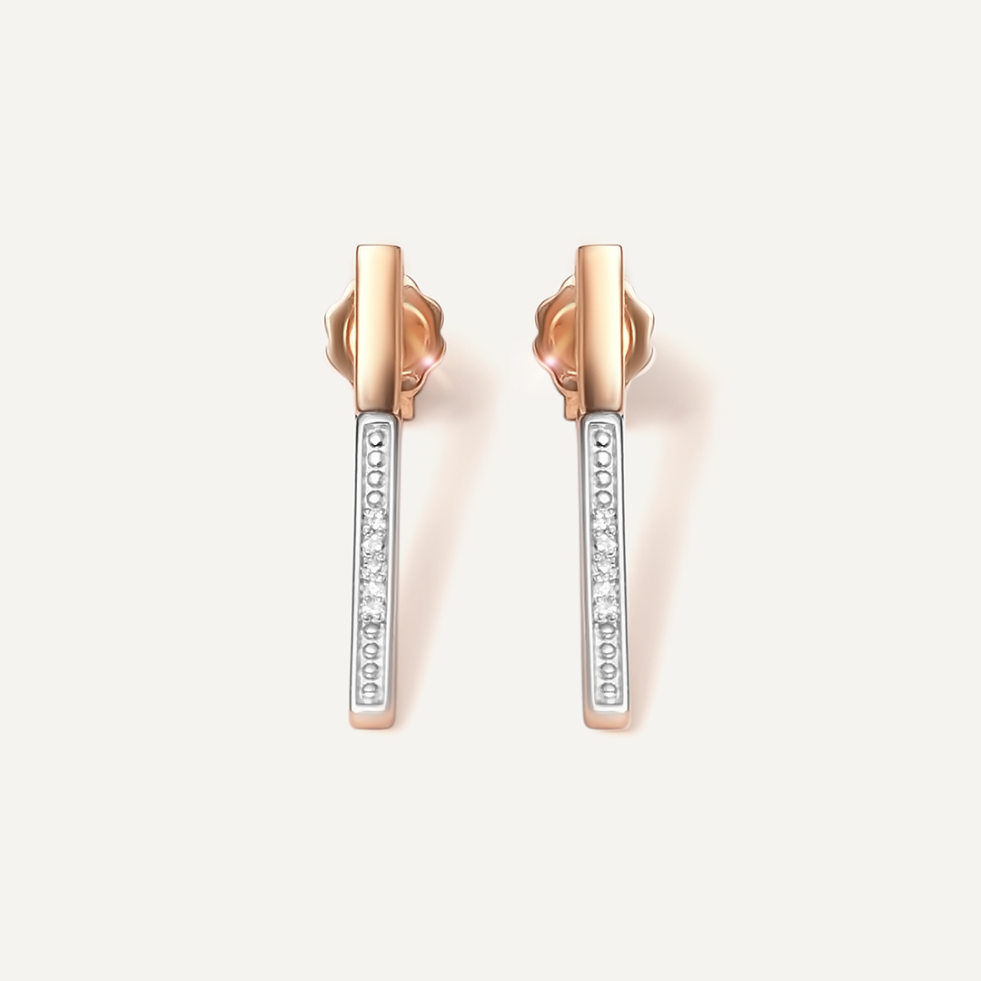 Серебряные серьги-пусеты с бриллиантами