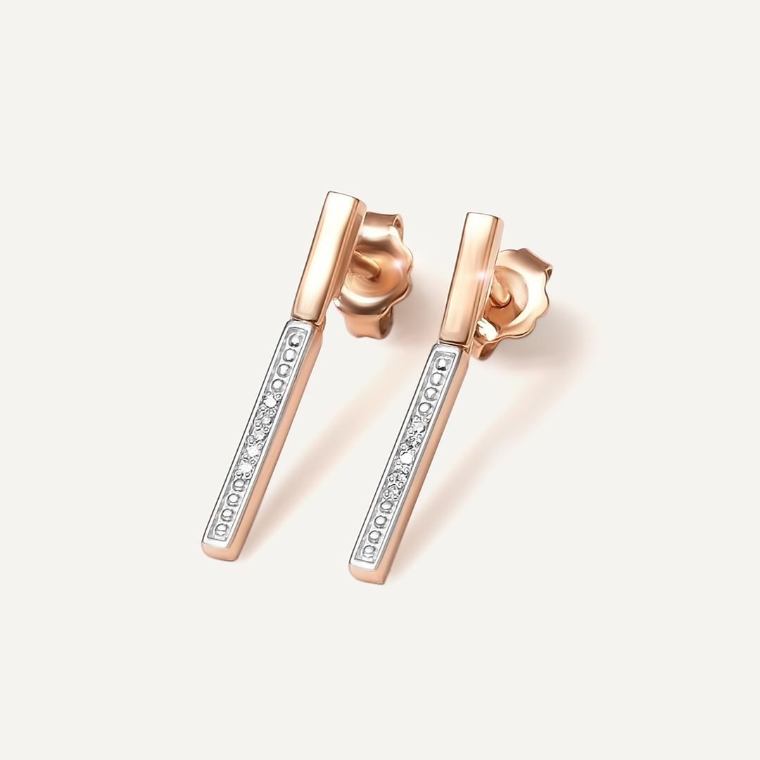 Серебряные серьги-пусеты с бриллиантами