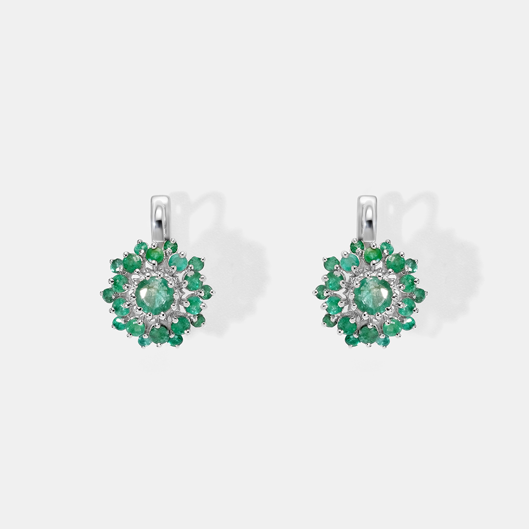 Серебряные серьги с изумрудами