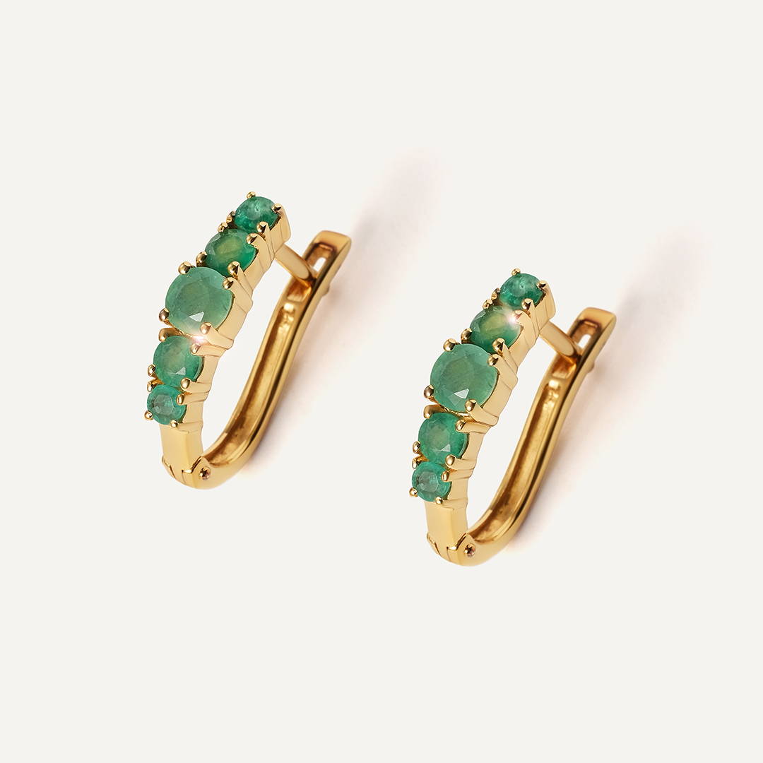 Серебряные серьги с изумрудами