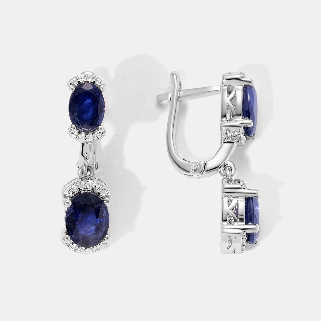 Серебряные серьги с сапфирами