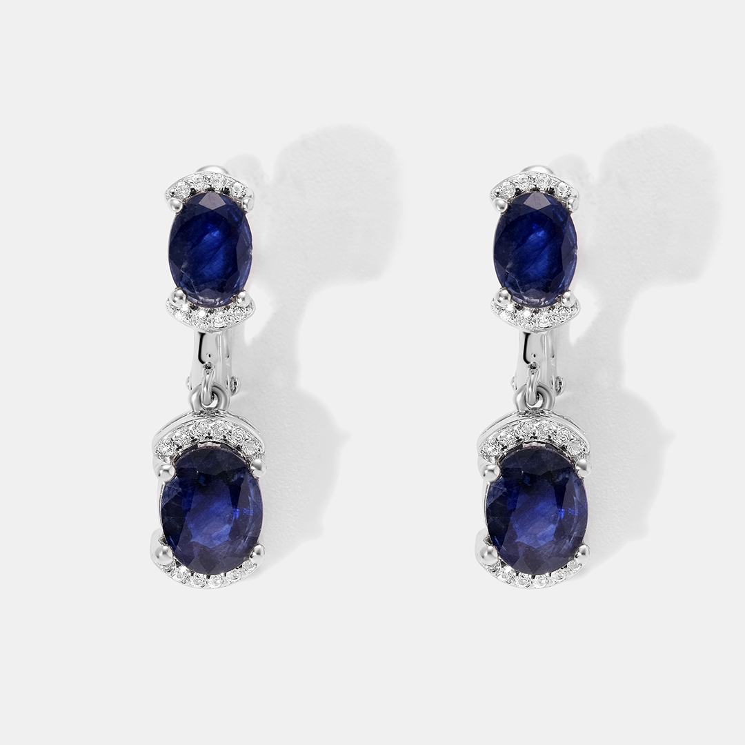 Серебряные серьги с сапфирами