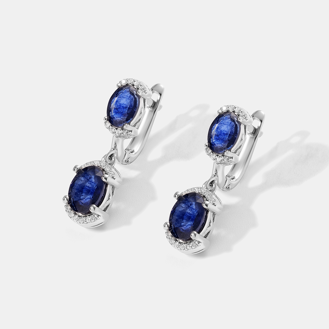Серебряные серьги с сапфирами