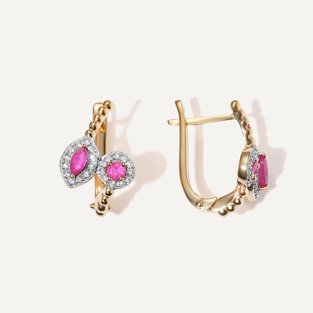 Серебряные серьги с рубинами