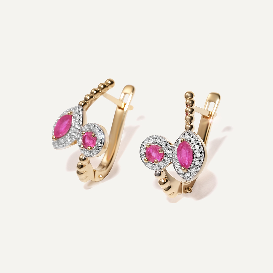 Серебряные серьги с рубинами