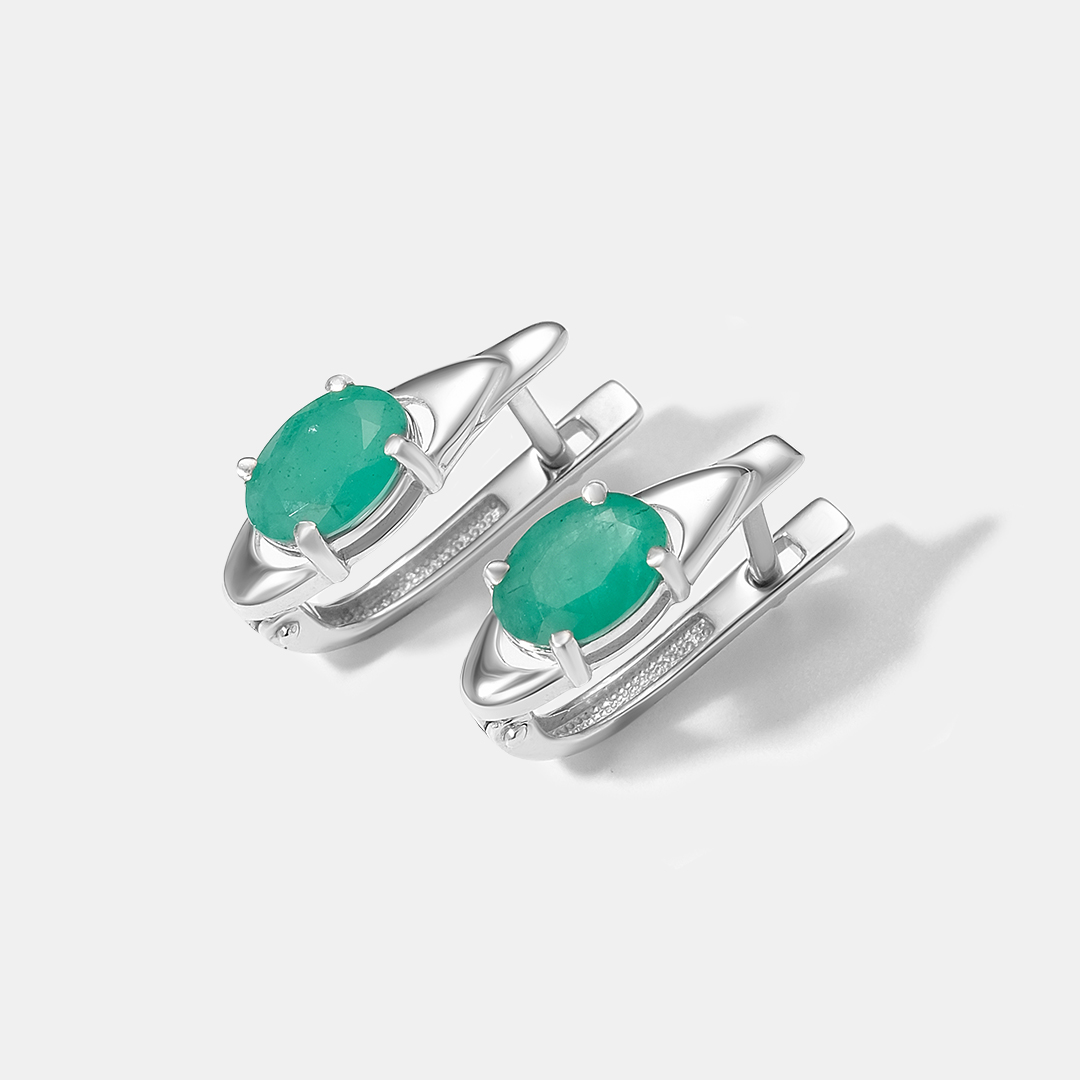 Серебряные серьги с изумрудами