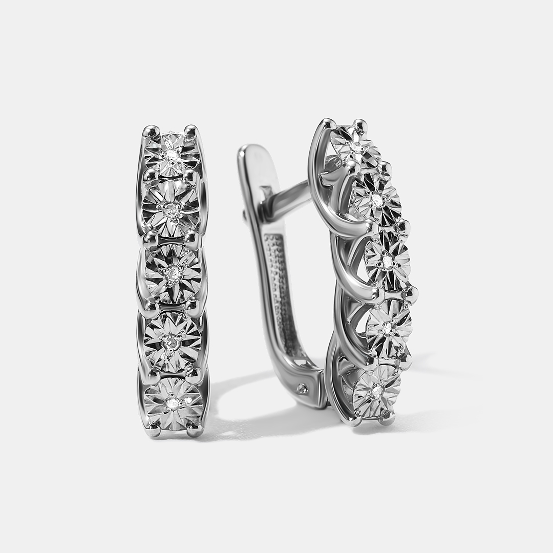 Серебряные серьги с бриллиантами