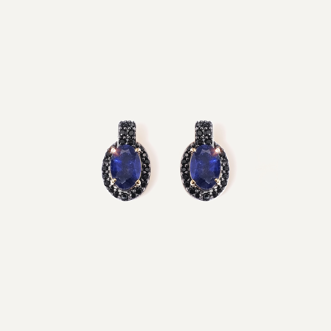 Серебряные серьги-пусеты с сапфирами