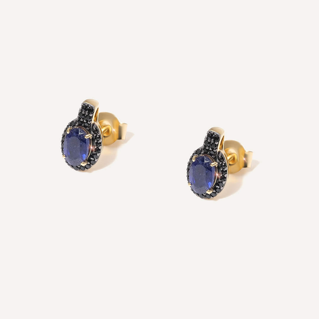 Серебряные серьги-пусеты с сапфирами