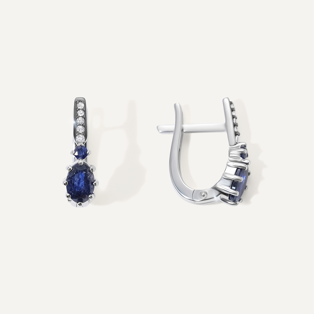 Серебряные серьги с сапфирами