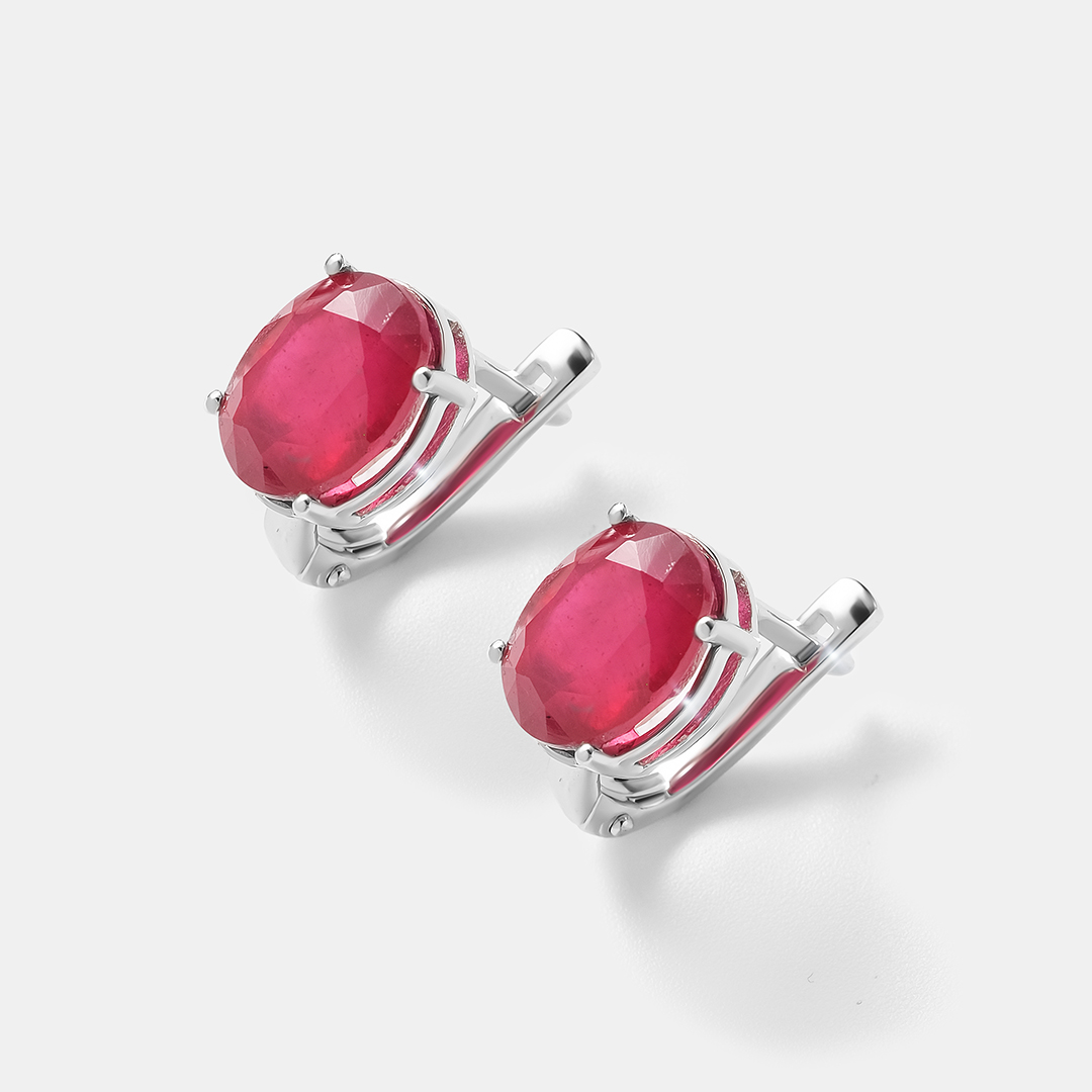 Серебряные серьги с рубинами