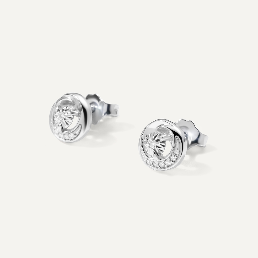 Серебряные серьги-пусеты с бриллиантами