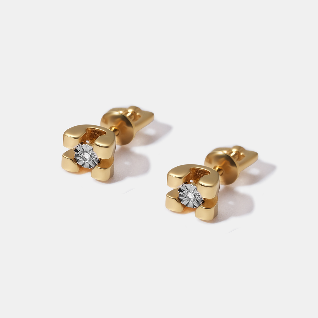 Серебряные серьги-пусеты с бриллиантами