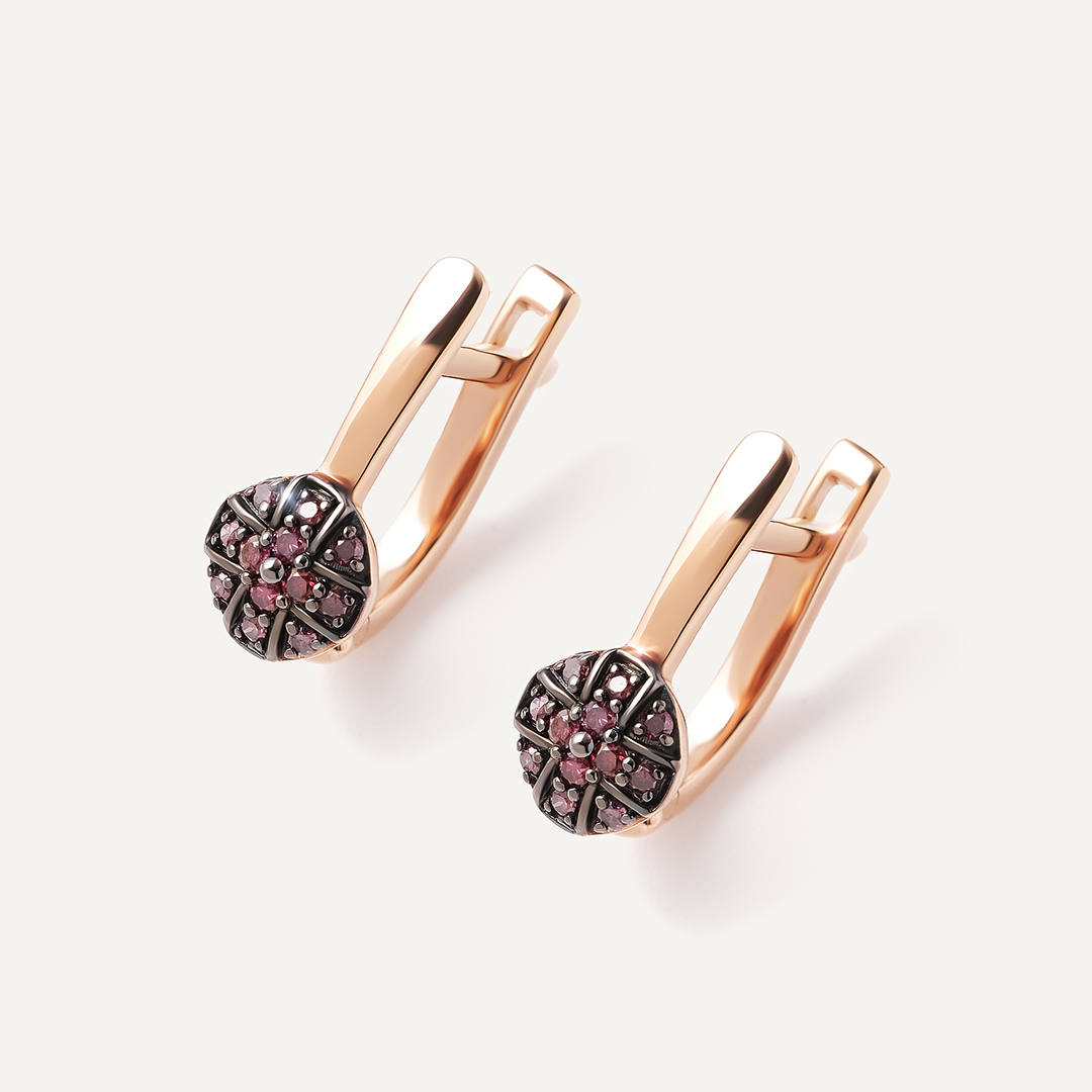 Серебряные серьги с розовыми бриллиантами