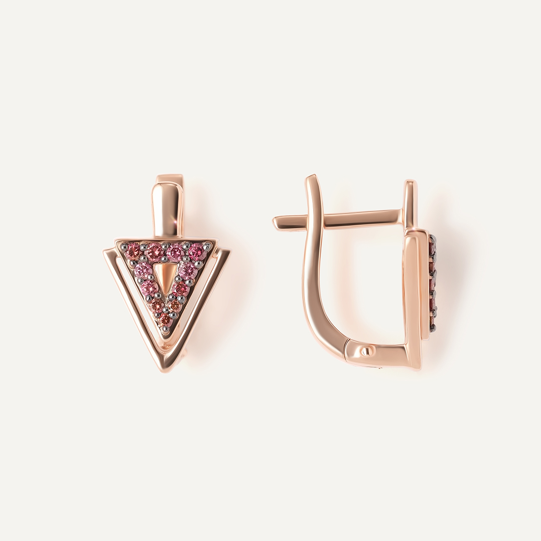 Серебряные серьги с розовыми бриллиантами