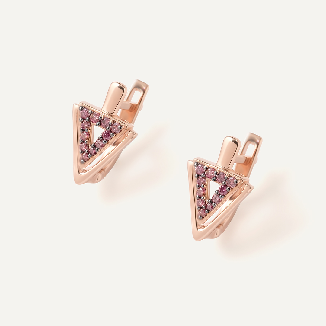 Серебряные серьги с розовыми бриллиантами
