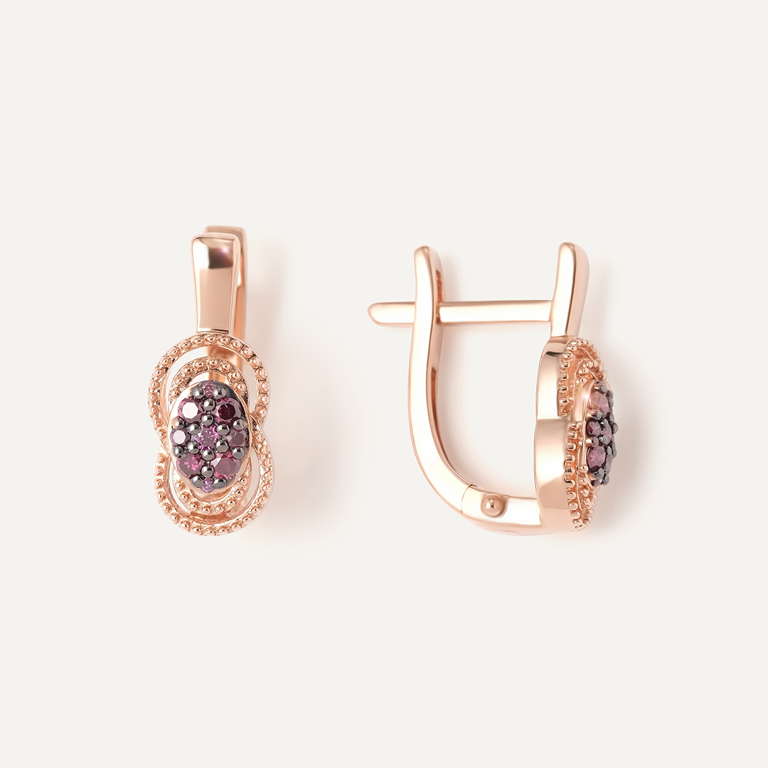 Серебряные серьги с розовыми бриллиантами