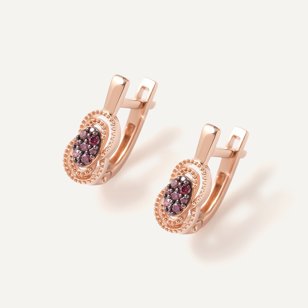 Серебряные серьги с розовыми бриллиантами