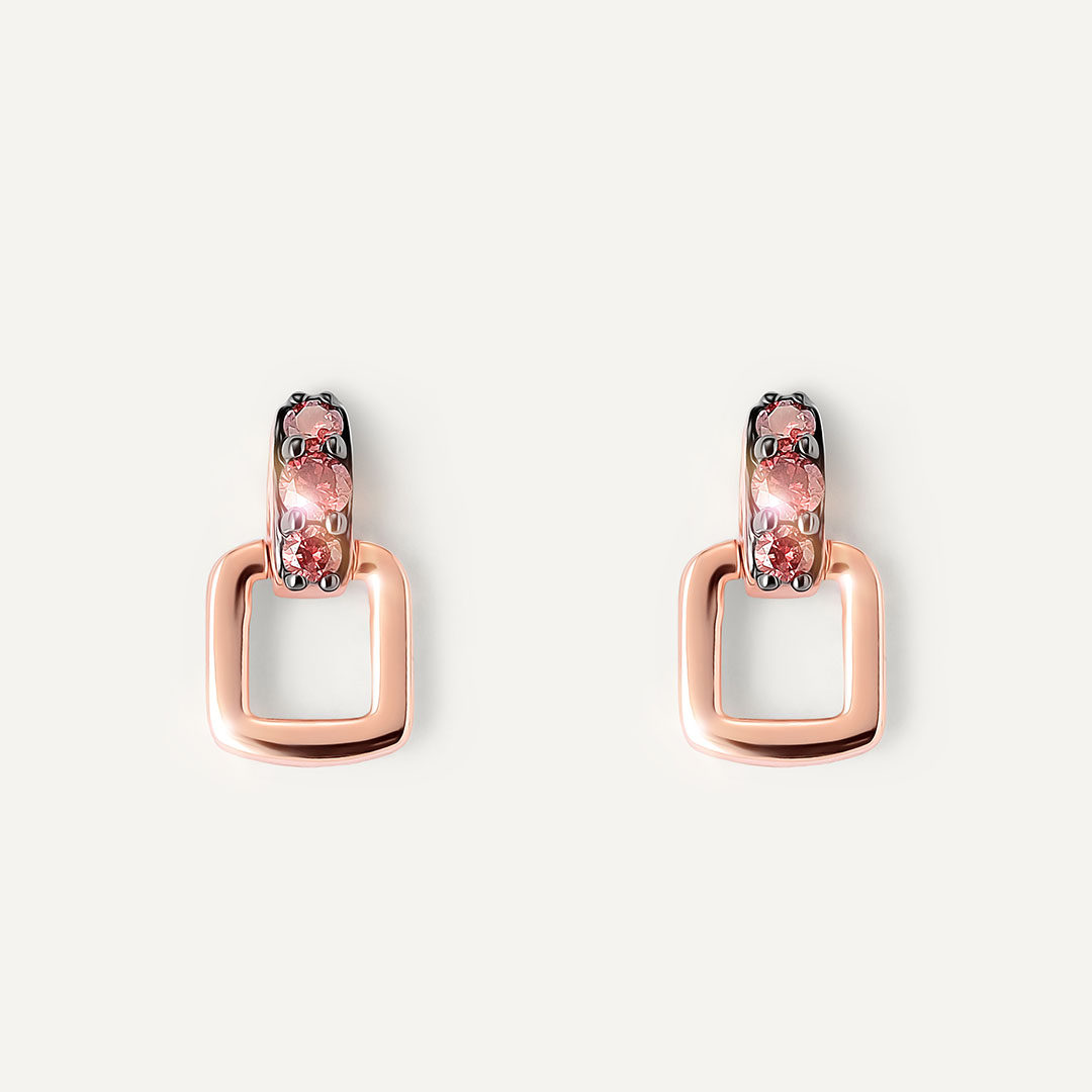 Серебряные серьги-пусеты с розовыми бриллиантами