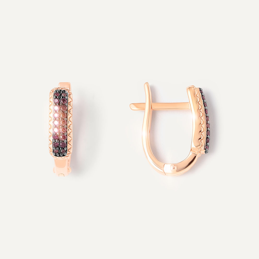 Серебряные серьги с розовыми бриллиантами