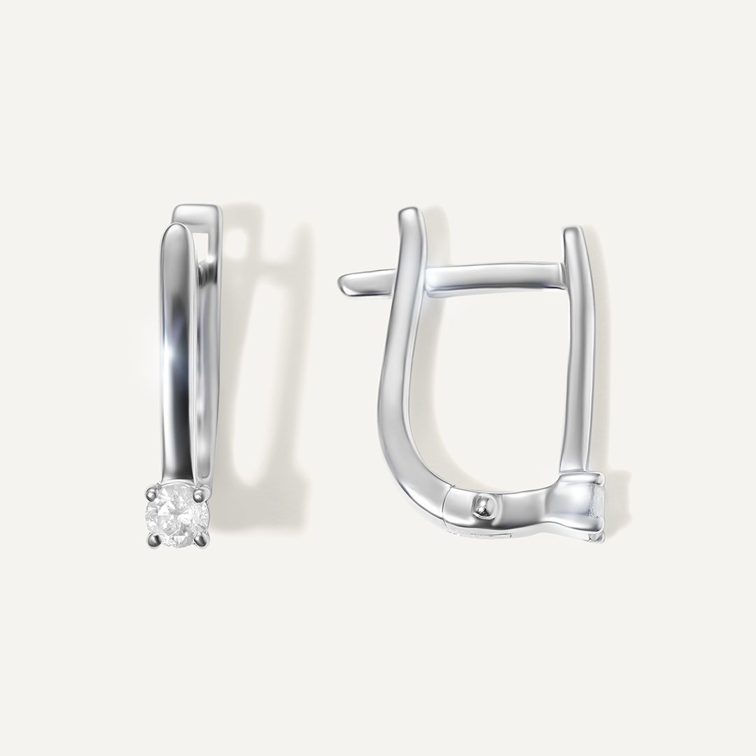 Серебряные серьги с бриллиантами