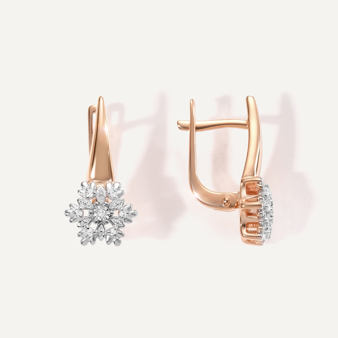 Серебряные серьги с бриллиантами "Снежинки"