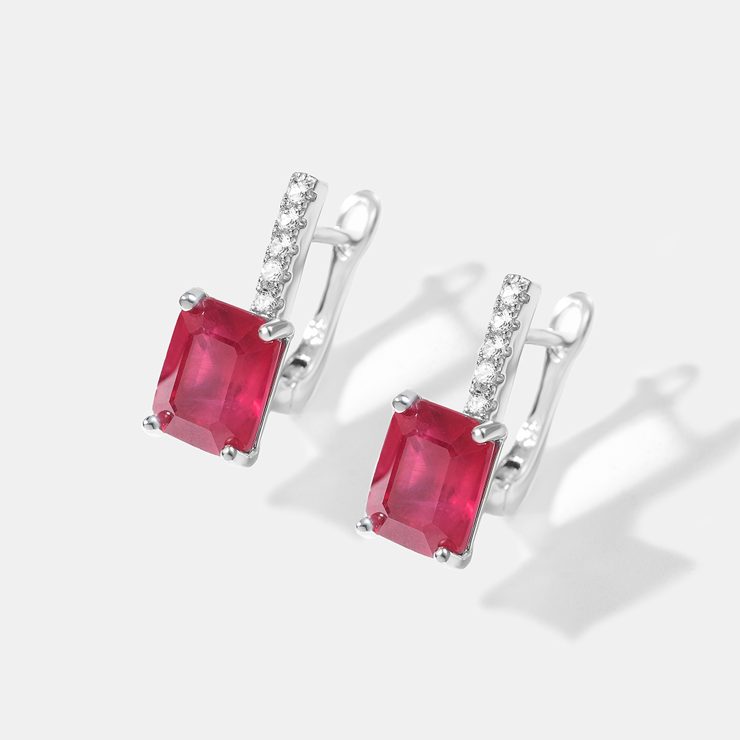 Серебряные серьги с рубинами