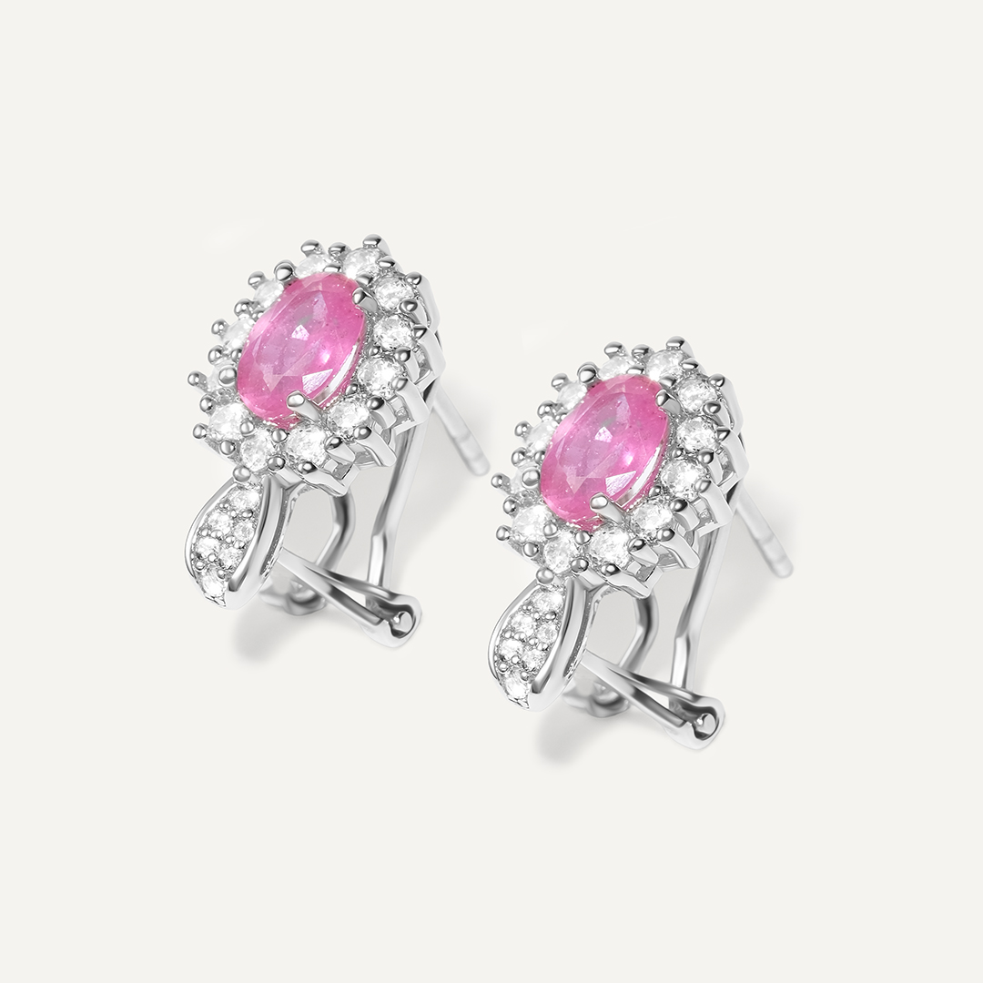 Серебряные серьги с розовыми сапфирами