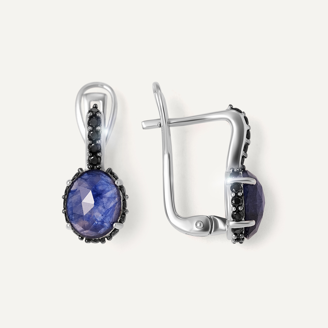 Серебряные серьги с сапфирами