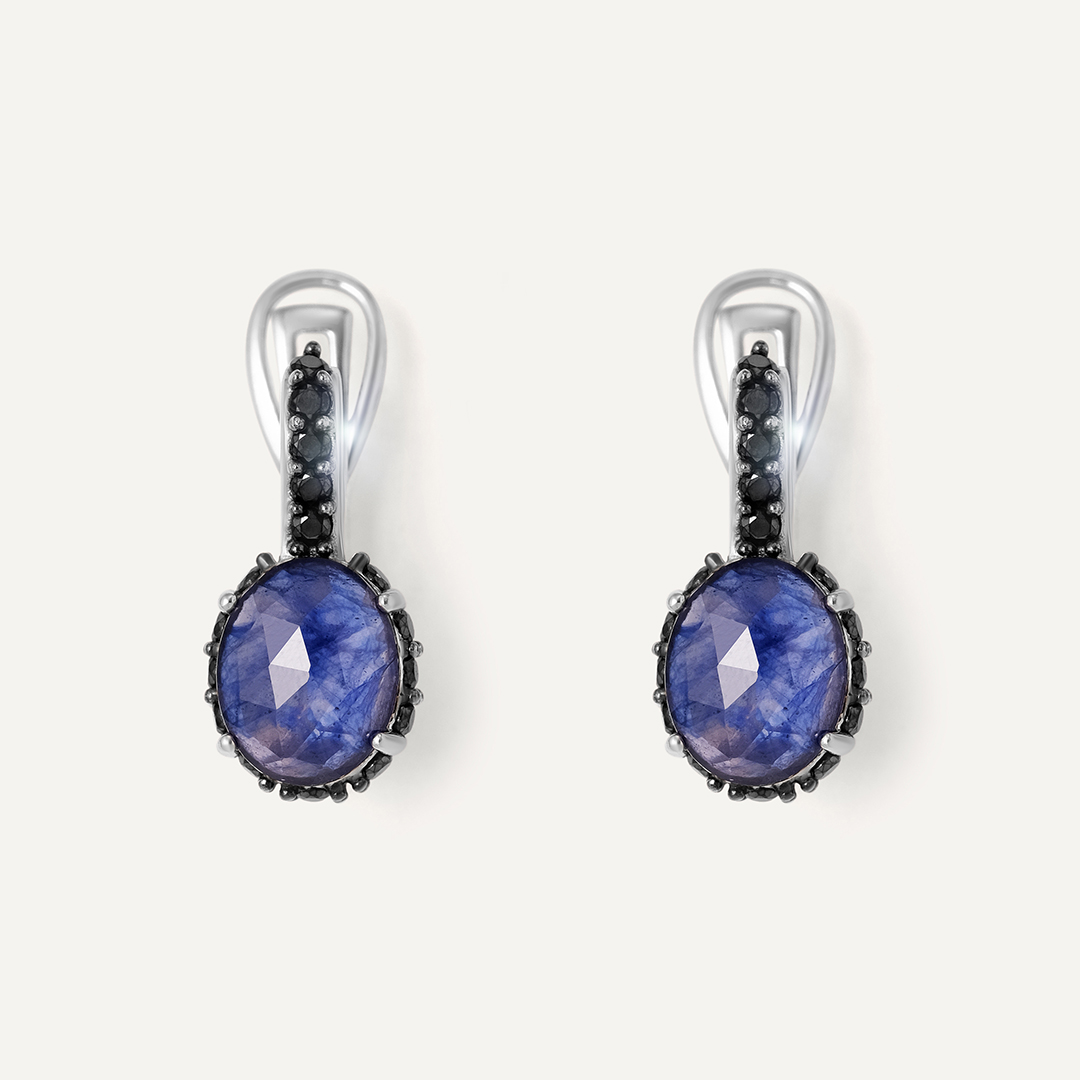 Серебряные серьги с сапфирами