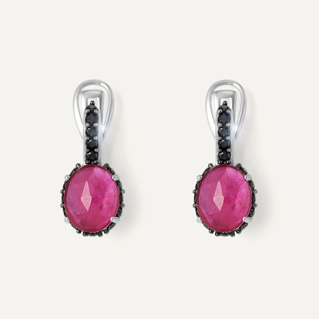 Серебряные серьги с рубинами