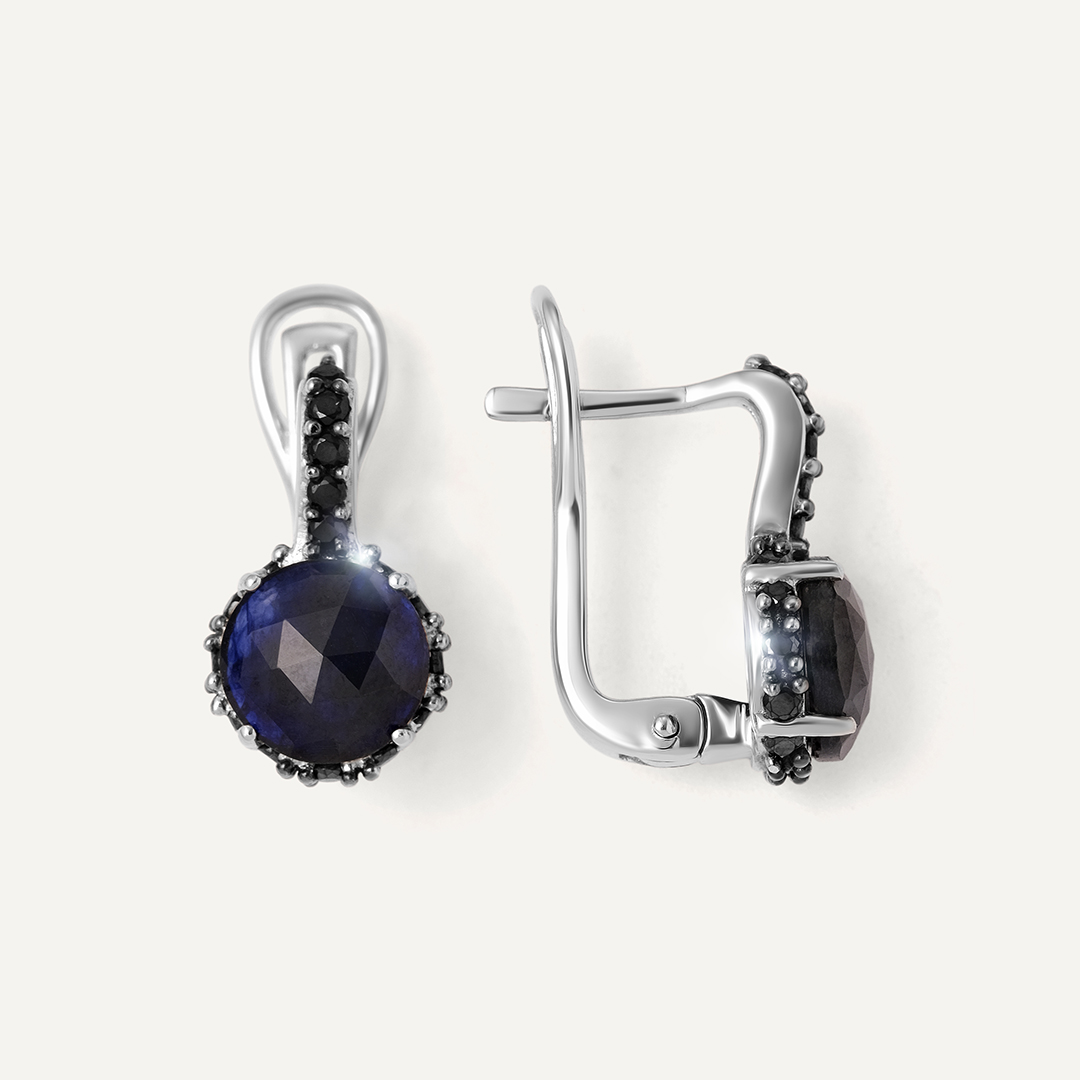 Серебряные серьги с сапфирами