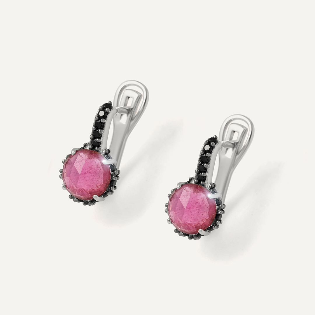 Серебряные серьги с рубинами