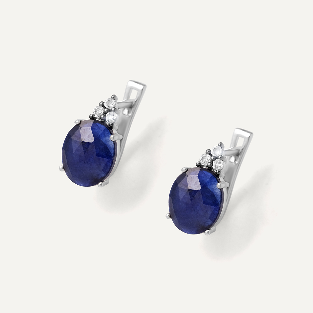 Серебряные серьги с сапфирами
