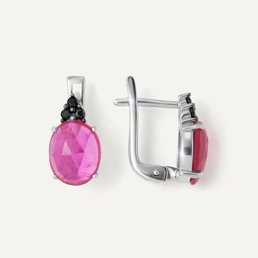 Серебряные серьги с рубинами