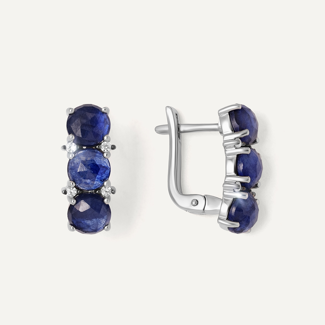 Серебряные серьги с сапфирами