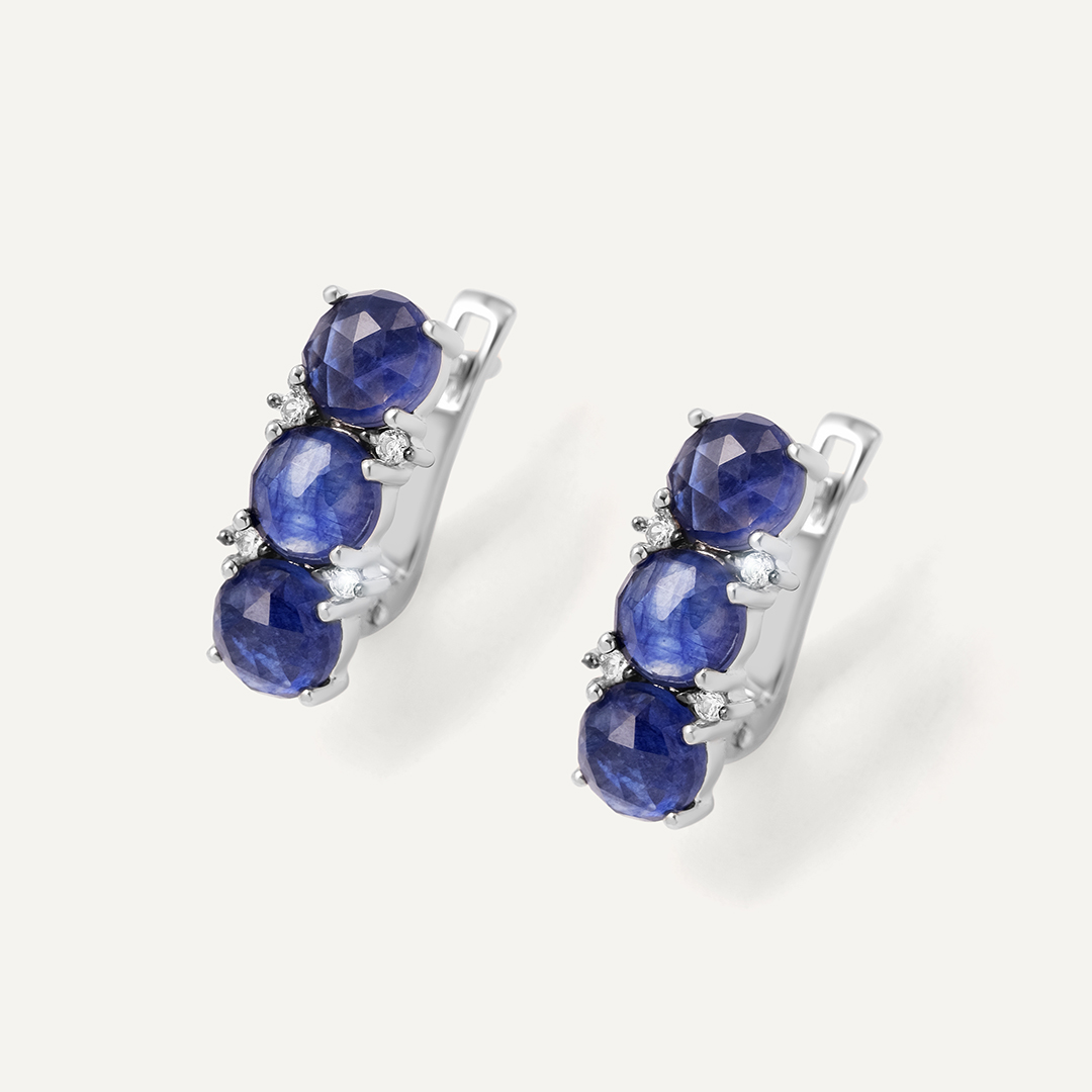 Серебряные серьги с сапфирами
