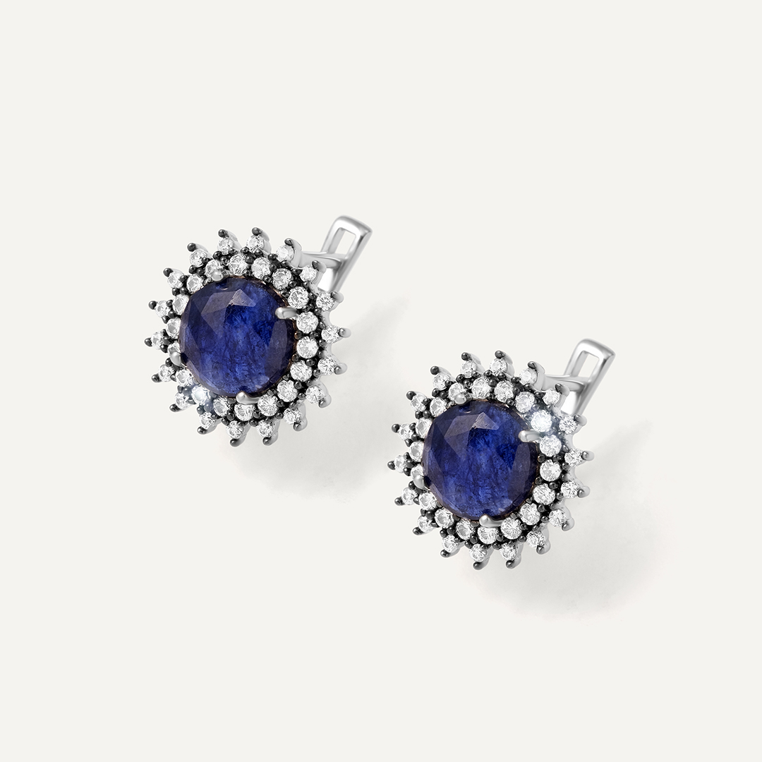 Серебряные серьги с сапфирами