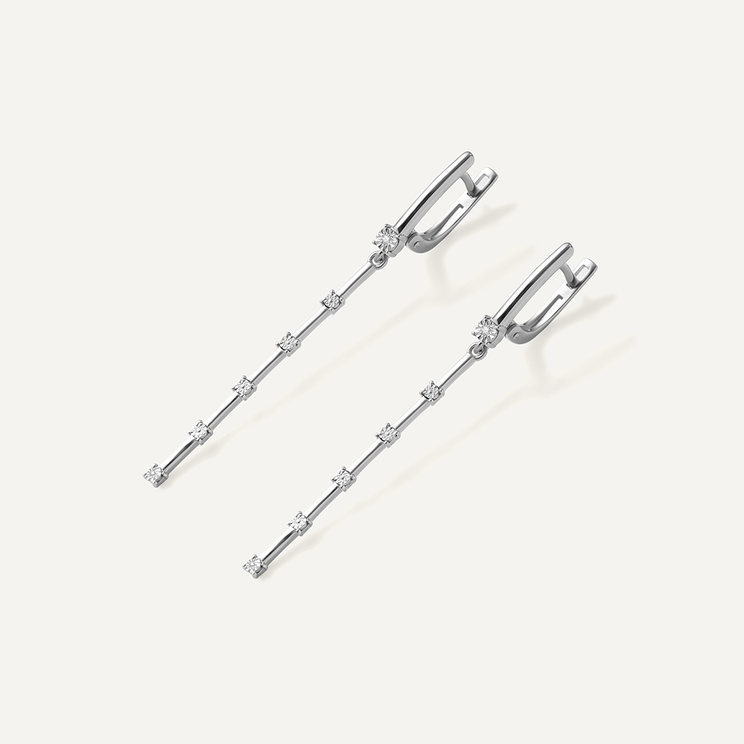 Серебряные серьги с бриллиантами