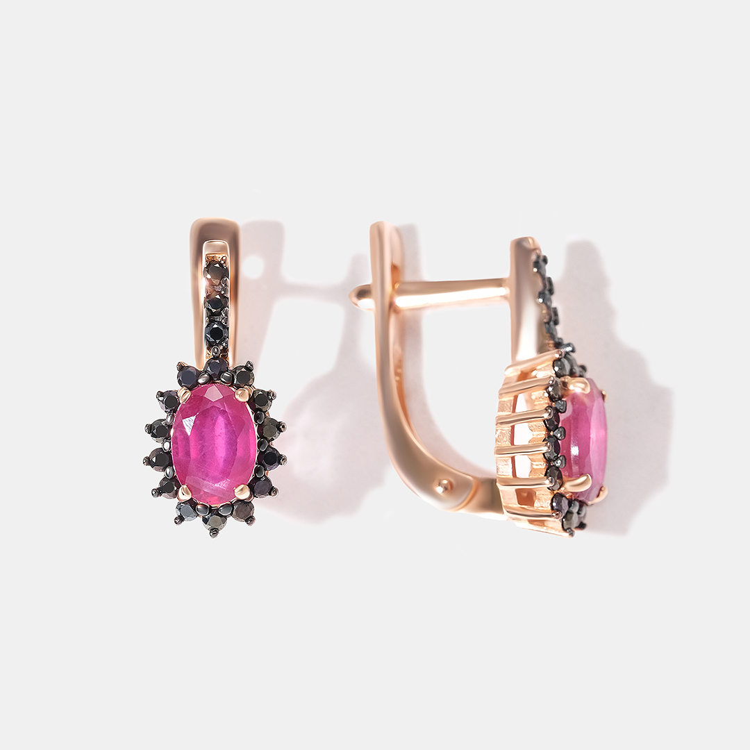 Серебряные серьги с рубинами