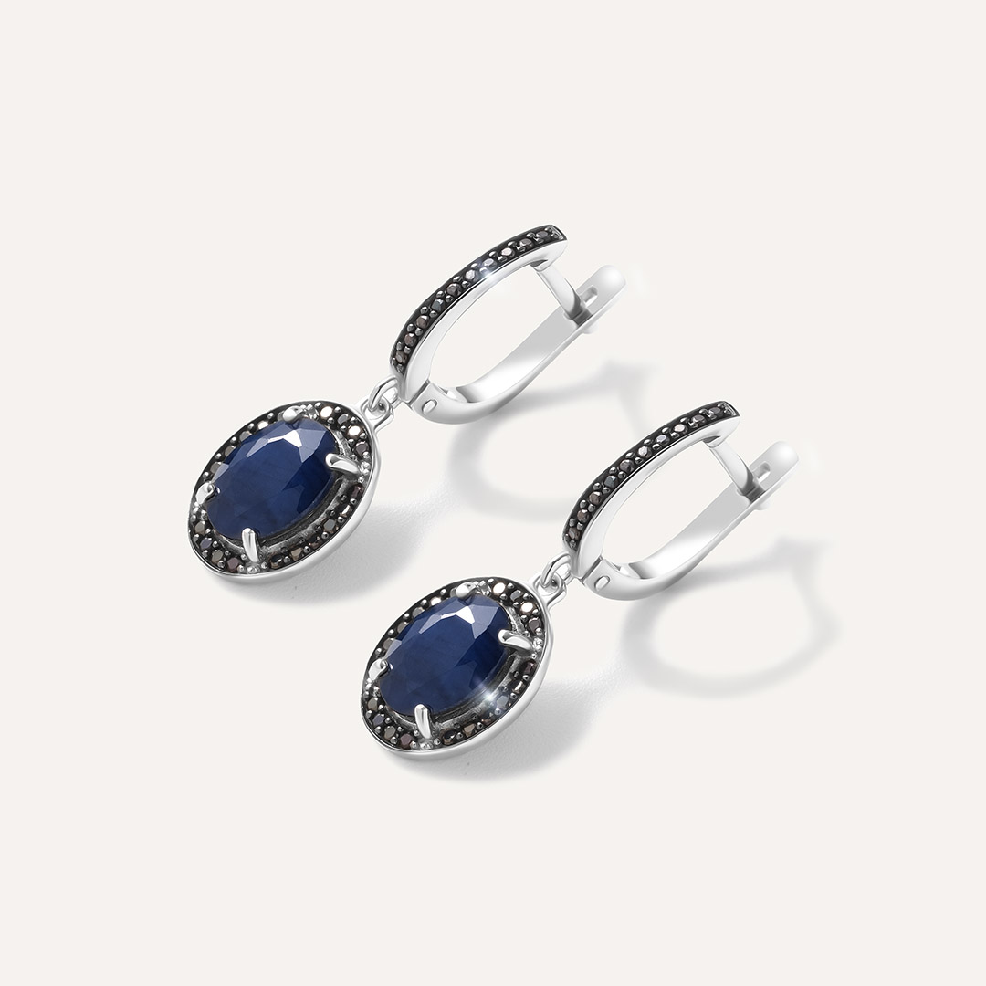 Серебряные серьги с сапфирами