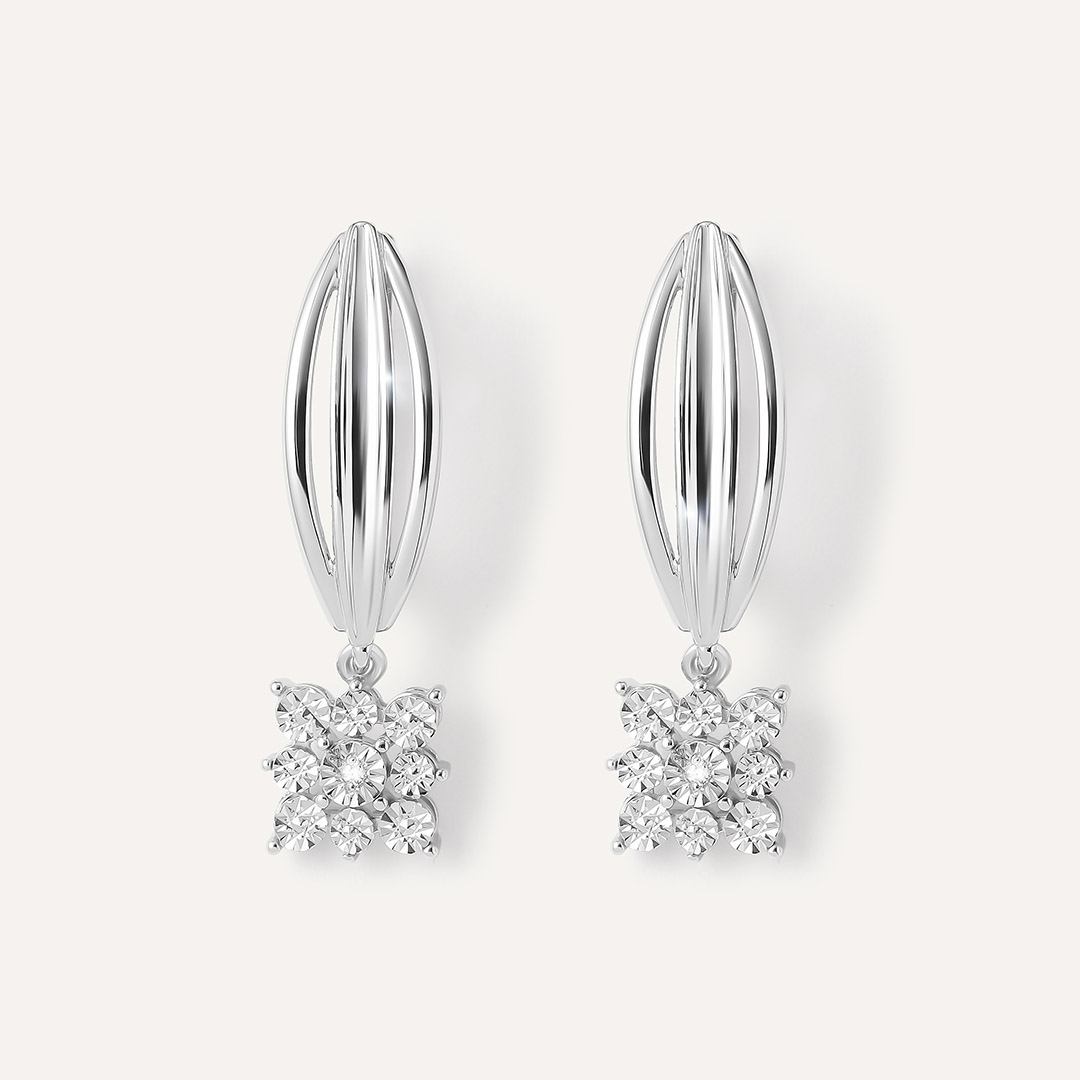 Серебряные серьги с бриллиантами