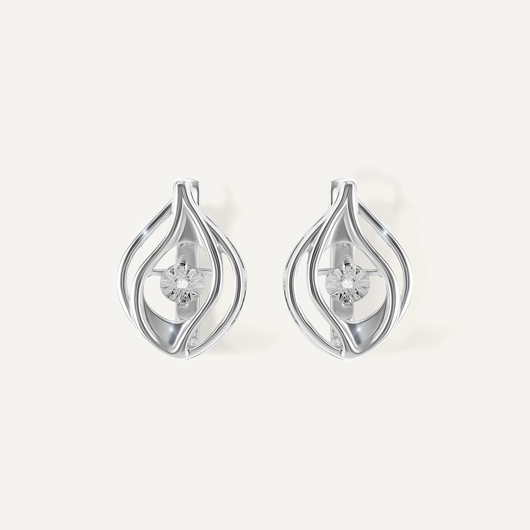 Серебряные серьги с бриллиантами "Танцующий камень"