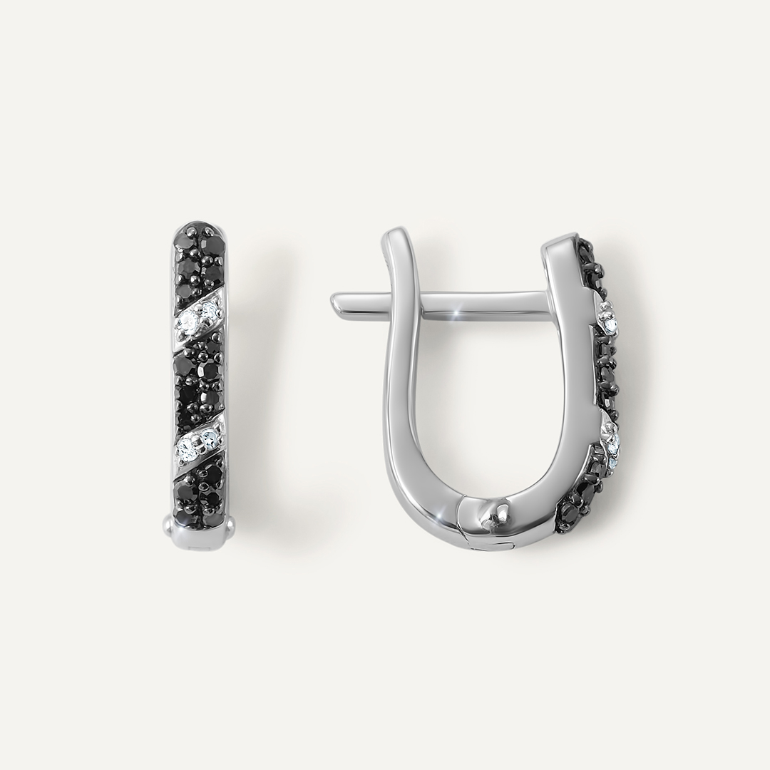 Серебряные серьги с бриллиантами