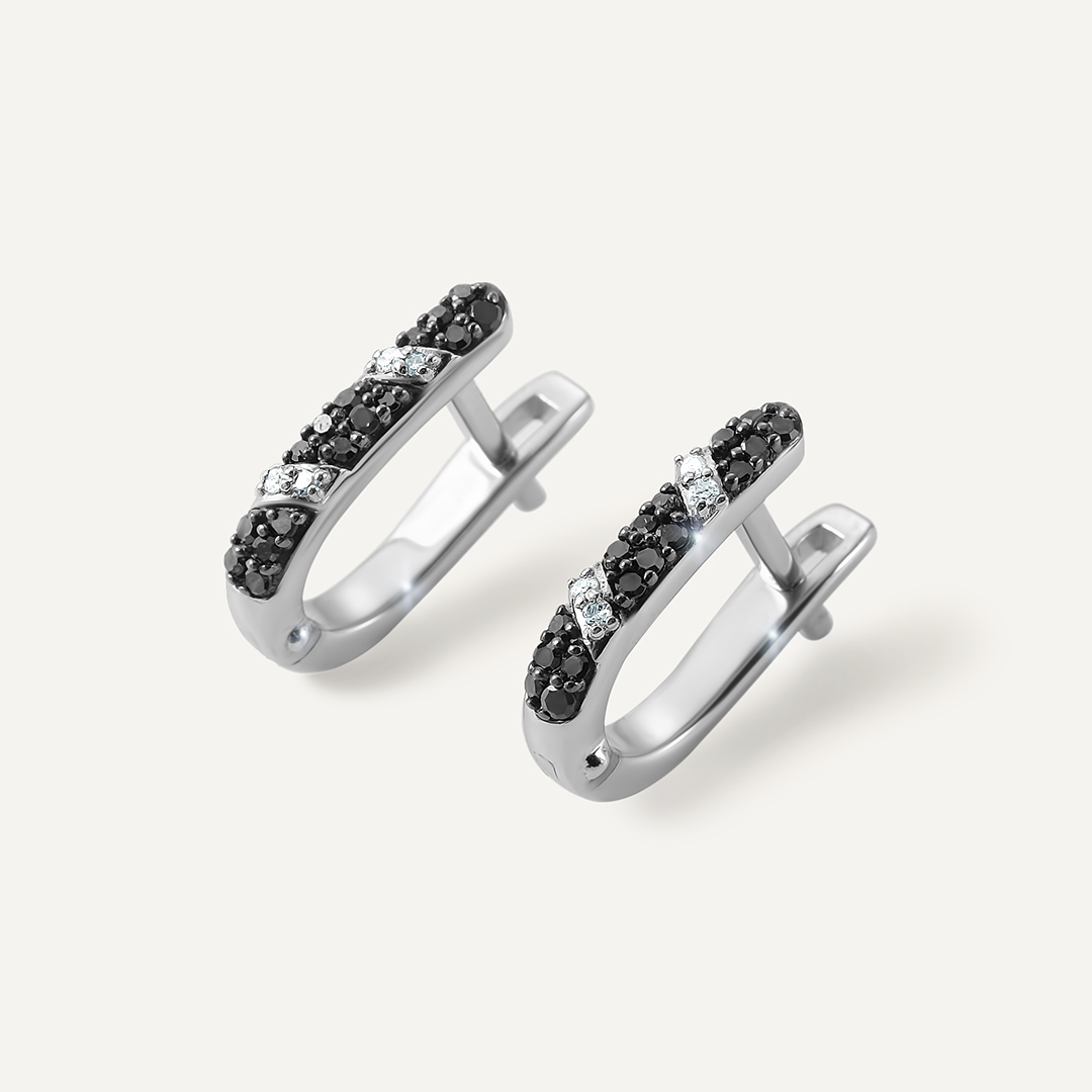 Серебряные серьги с бриллиантами