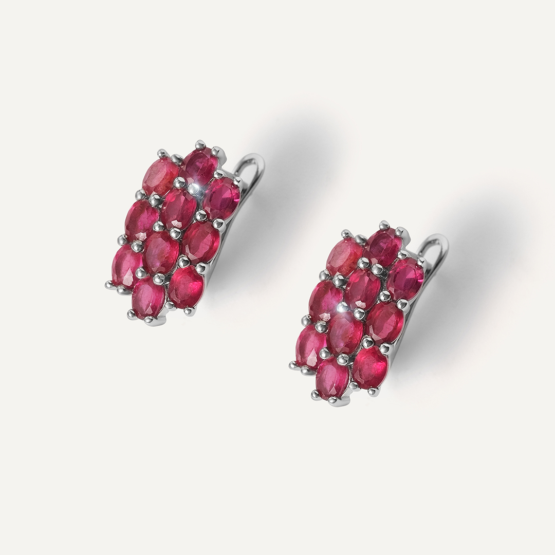 Серебряные серьги с рубинами