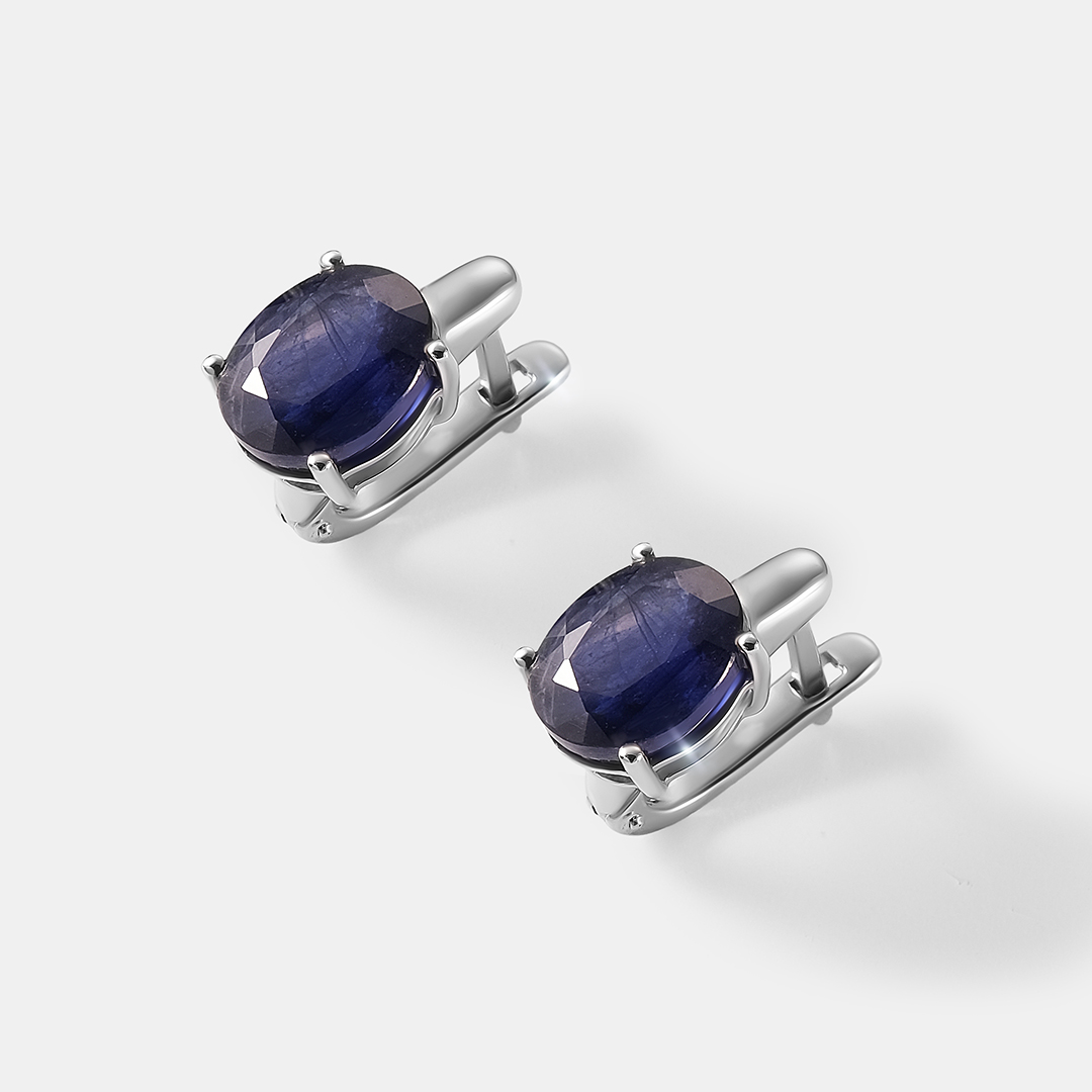 Серебряные серьги с сапфирами