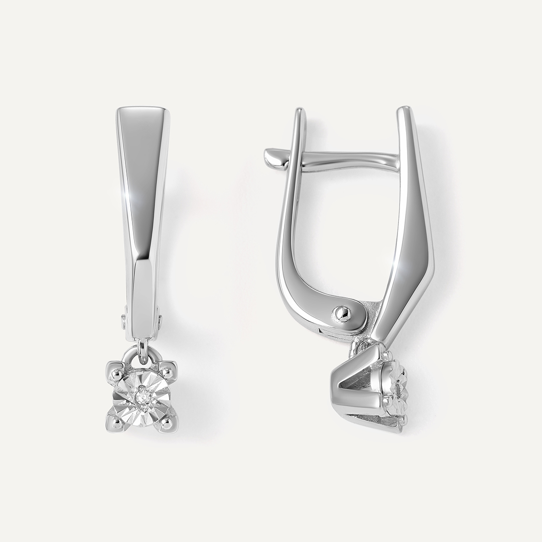 Серебряные серьги с бриллиантами